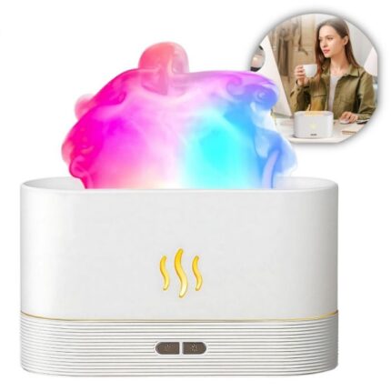 Difusor Humidificador Vaporizador Efecto Llama Ultrasónico Blanco